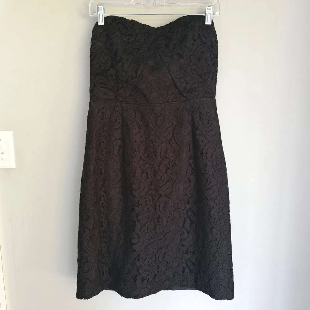 J. Crew Strapless Lace Dress Black LBD Classic Party Cocktail Size 10